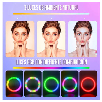 Aro de Luz RGB 26 cm mas Trípode